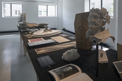 Blick in die Ausstellung „Snøhetta: Relations“ im aut, „Snøhetta and friends – details of collaborations“