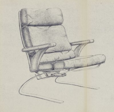 Reinhold Adolf, Schwingsessel-Variante mit verstellbarer Rückenlehne, 1980