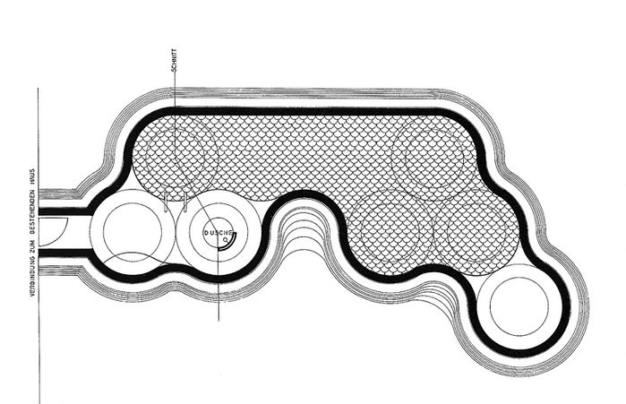 Josef Lackner, Grottenbad Flora, Grundriss