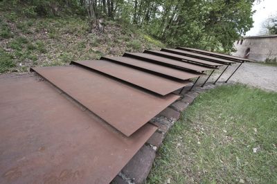 Tiefgaragenabfahrt bei Schloss Gandegg. Überetsch