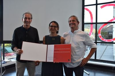 Lobende Erwähnung des Landes Tirol für Neues Bauen 2020: Dorfzentrum Patsch (Architektur: Todorka Iliova, Raimund Wulz, Bauherrschaft: Gemeinde Patsch)