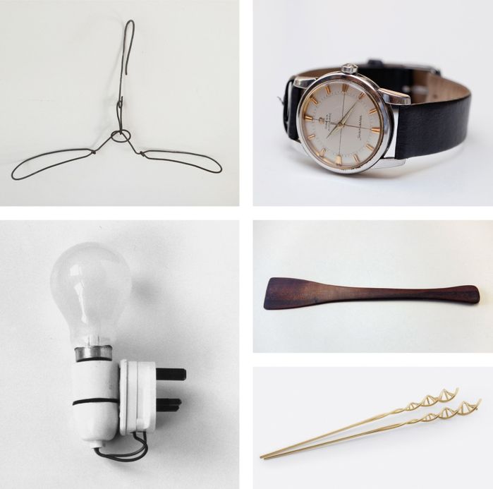 In der Ausstellung gezeigte Objekte von Lois Weinberger, Stefan Sagmeister, Tony Fretton, Philip Lutz, Bazon Brock