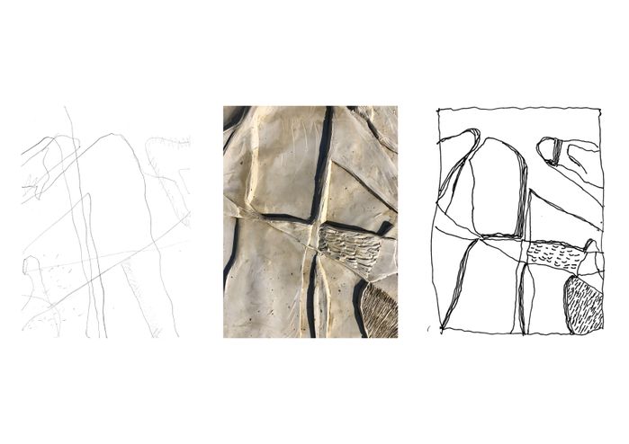 casting shadows – light and gypsum, Graphit, Gips, Filzstift, 2019