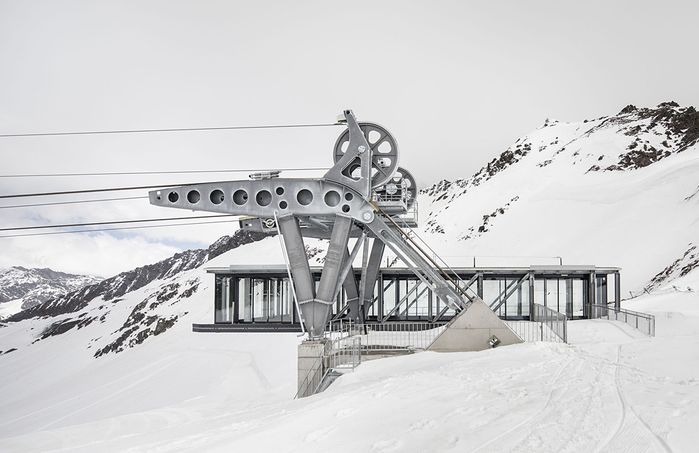 Anerkennung des Landes Tirol für Neues Bauen 2020: Falginjochbahn, Kaunertal, 2019 (Architektur: Baumschlager Hutter Partners)