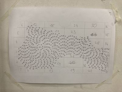 Krater Fajan, Installation „Viel TamTam um Nichts“,  Skizze